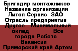 Бригадир монтажников › Название организации ­ Литоп-Сервис, ЗАО › Отрасль предприятия ­ Другое › Минимальный оклад ­ 23 000 - Все города Работа » Вакансии   . Приморский край,Артем г.